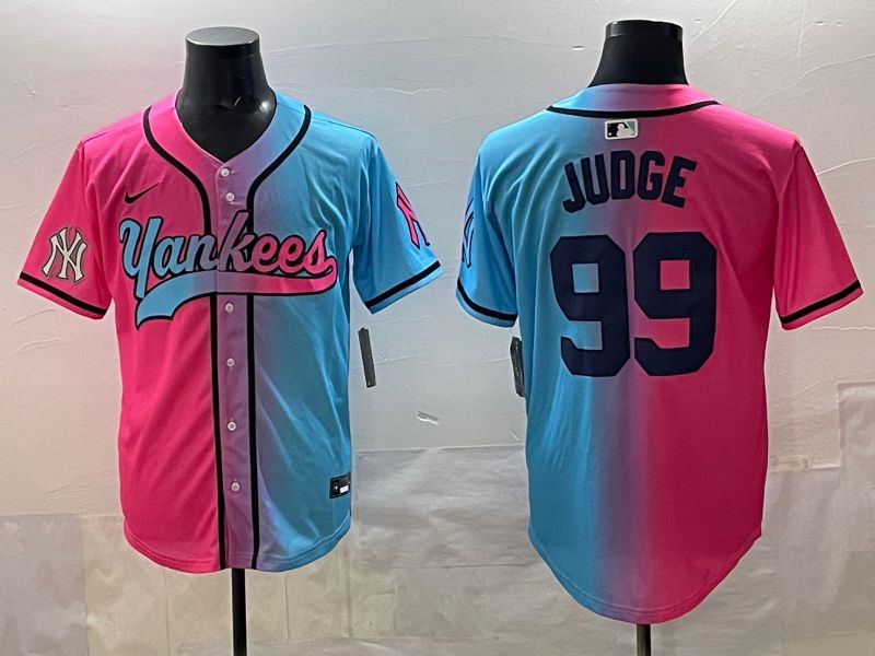 Men New York Yankees #99 Judge Blue pink Game 2025 Nike MLB Jersey style 007->new york yankees->MLB Jersey